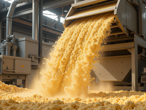 大型脉冲布袋除尘器,设备外观整洁,管道连接规范,金属质感明显